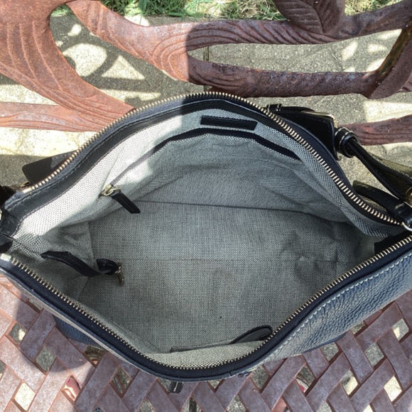 Dooney & Bourke Mary Black Butter Soft Pebble Leather Boho Hobo Bag - Picture 9 of 9